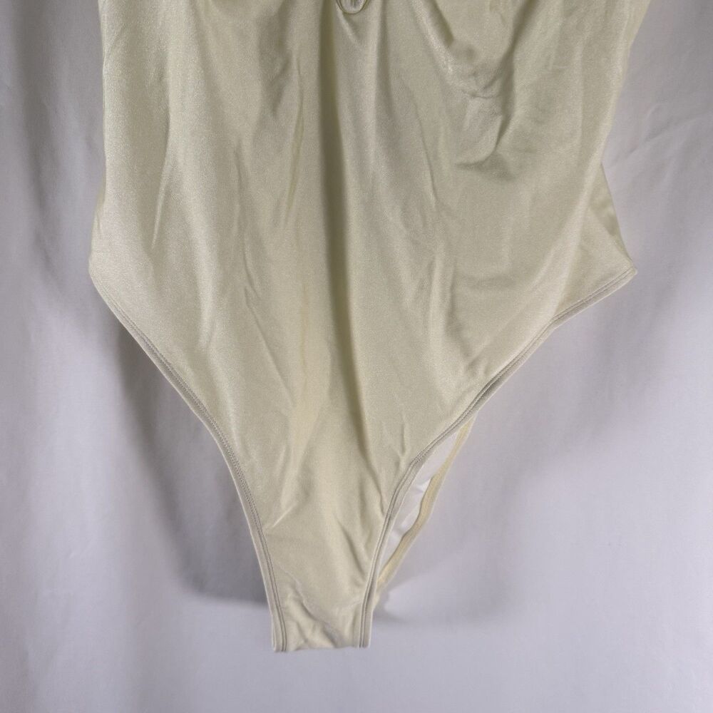 New Cupshe One Piece Swimsuit Women's Large Yellow Pull On Padded Sleeveless - Picture 3 of 9